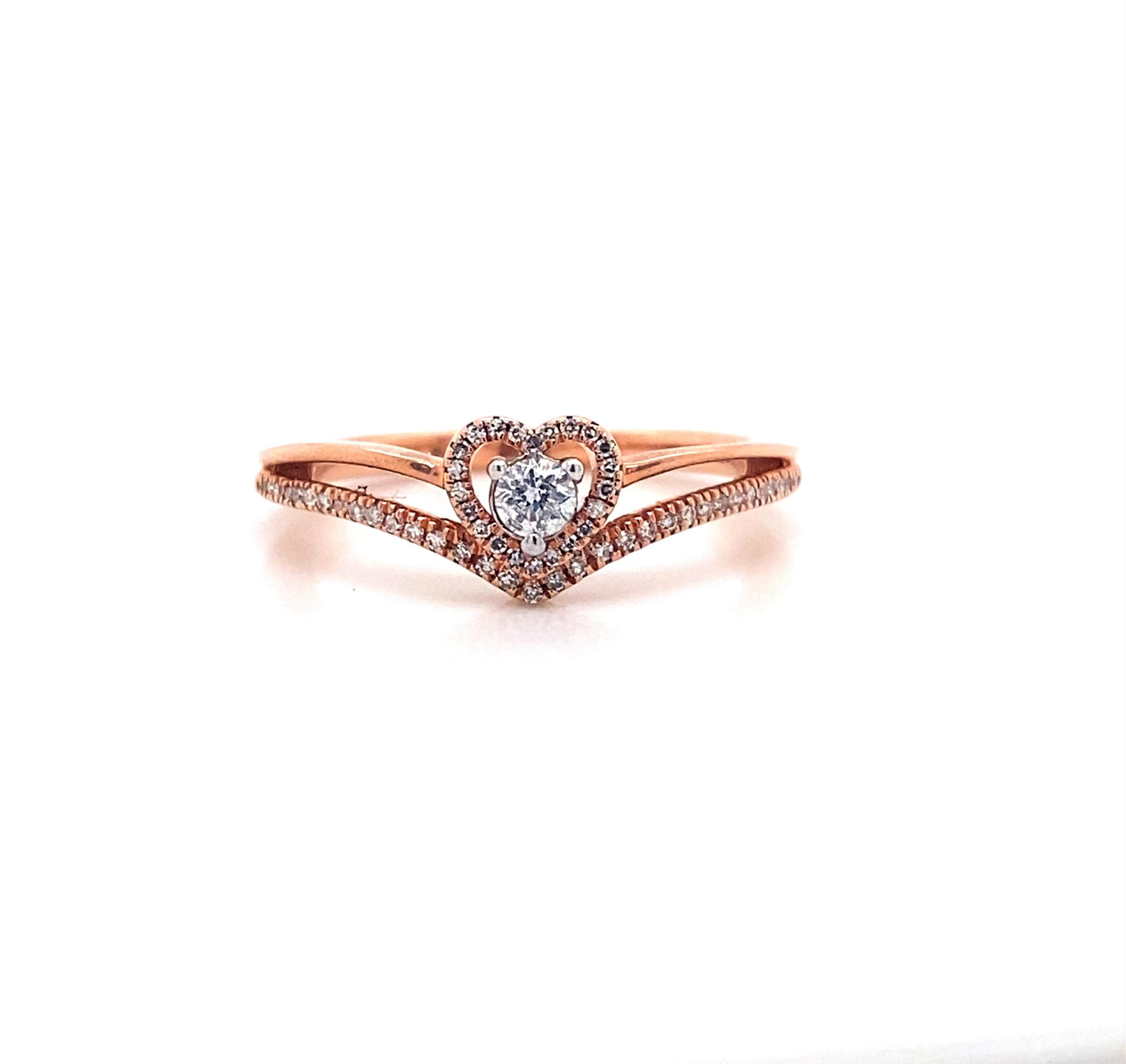 10K Rose Gold Diamond Heart Ring