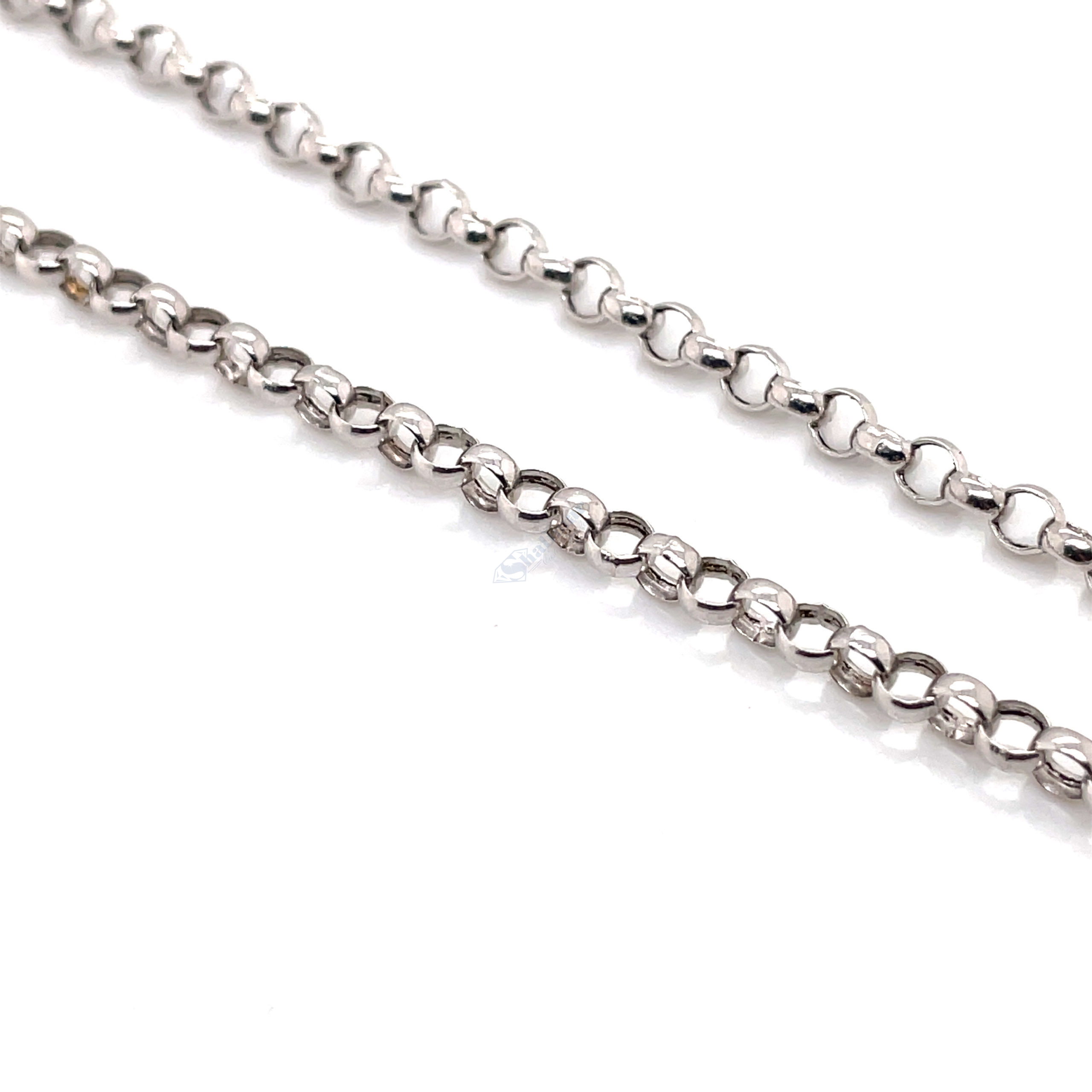 14K White Gold Rolo Link Necklace